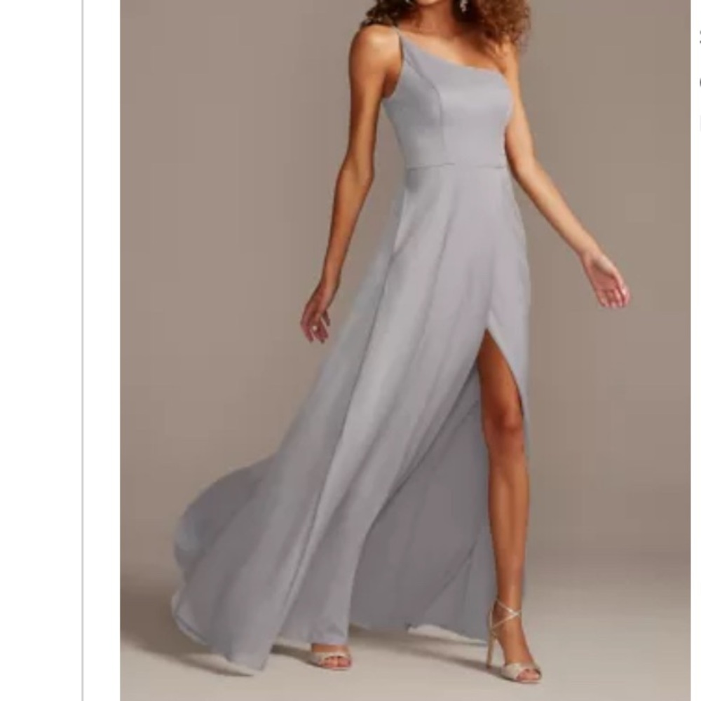 David's Bridal One-Shoulder Dress in Mercury